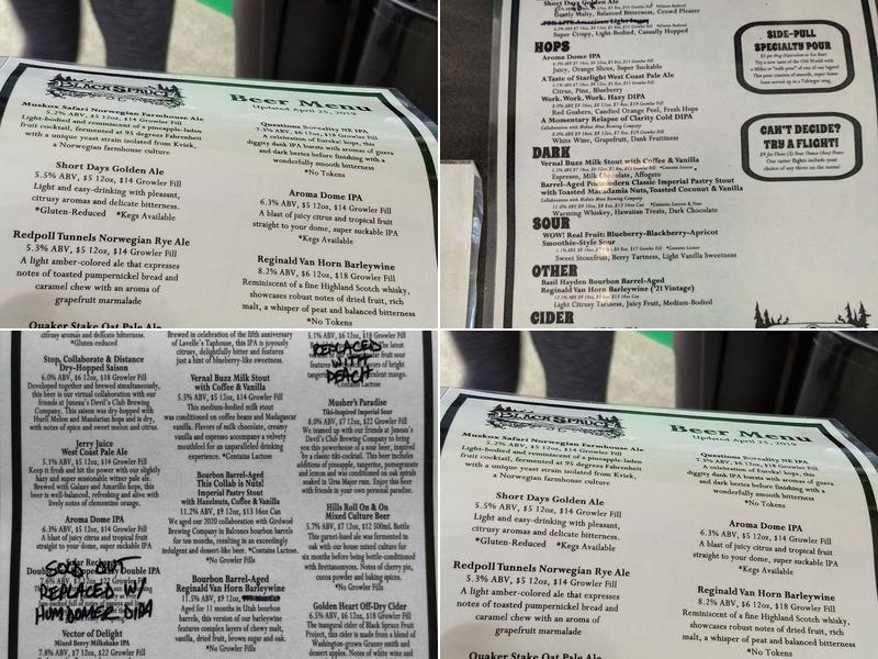 Black Spruce Brewing Company Menu