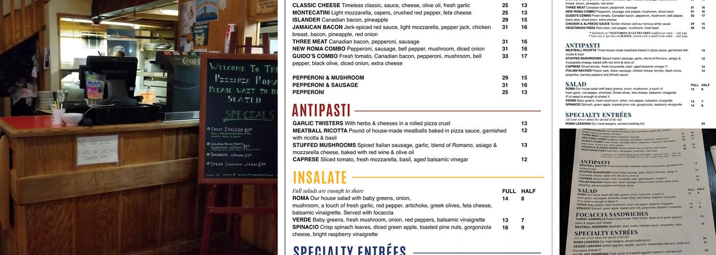 ROMA | Bistro on the Wharf Menu