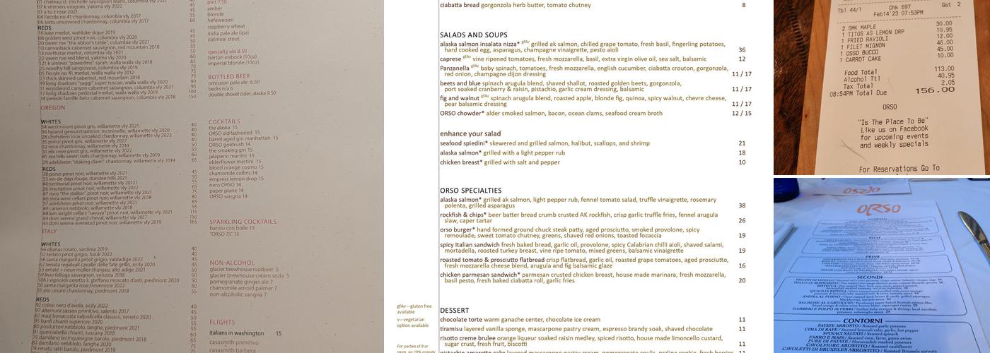 Orso Menu