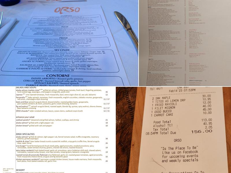 Orso Menu