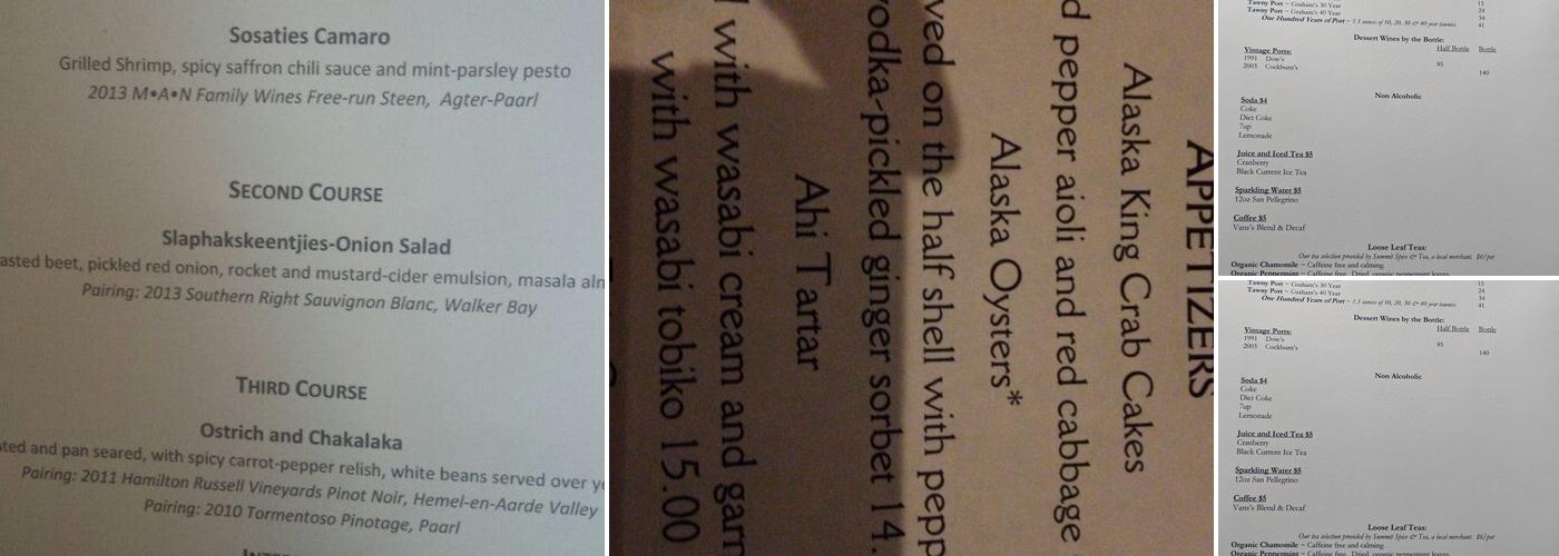 The Marx Bros Cafe Menu