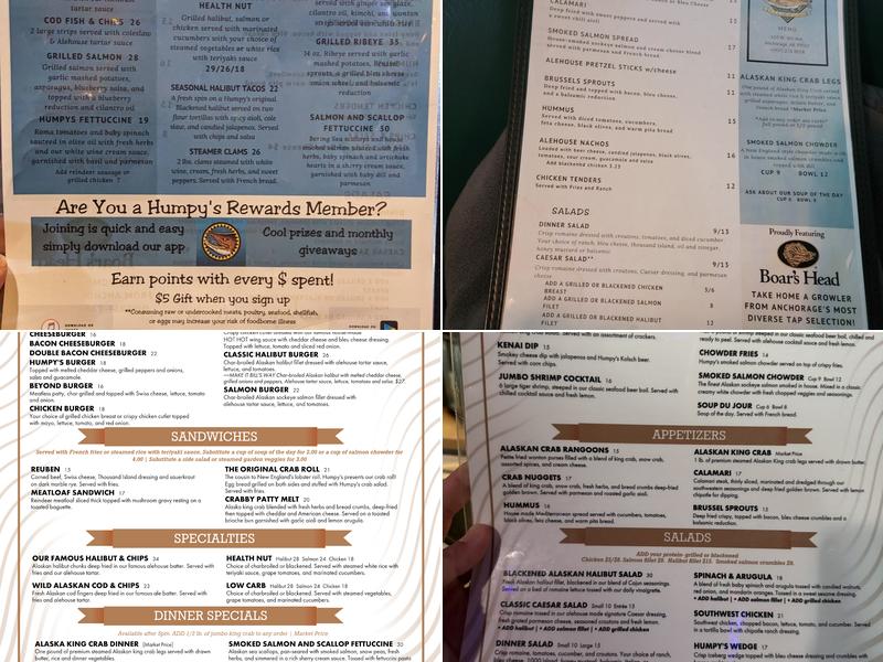Humpy's Great Alaskan Alehouse Menu