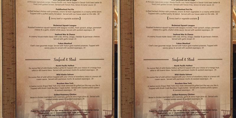 Edgewater Dining Room Menu