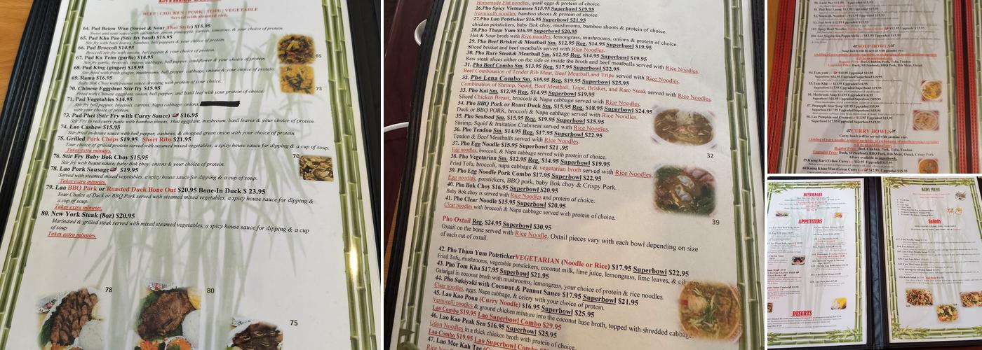 Phở Lena Menu