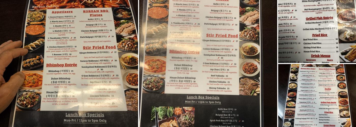 Korean Garden Menu