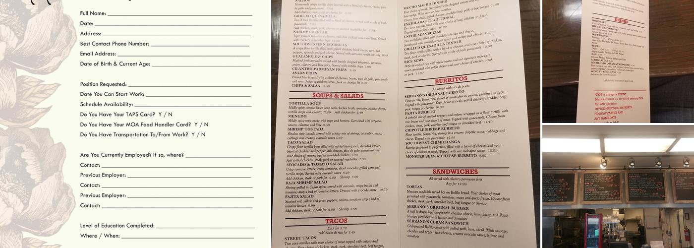 Serrano's Mexican Grill Menu