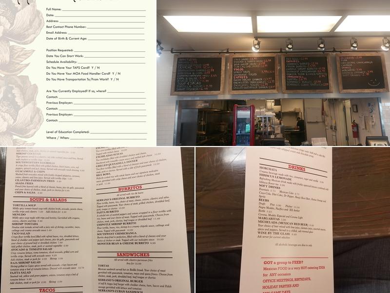 Serrano's Mexican Grill Menu