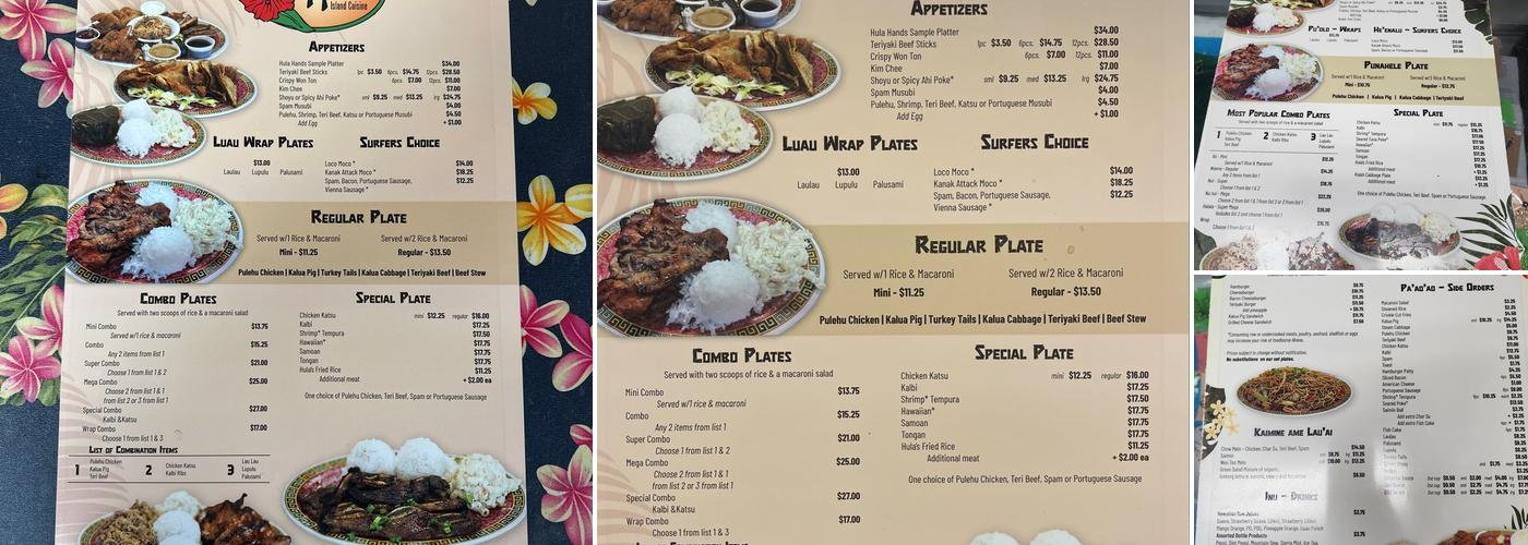 Hula Hands Restaurant Menu