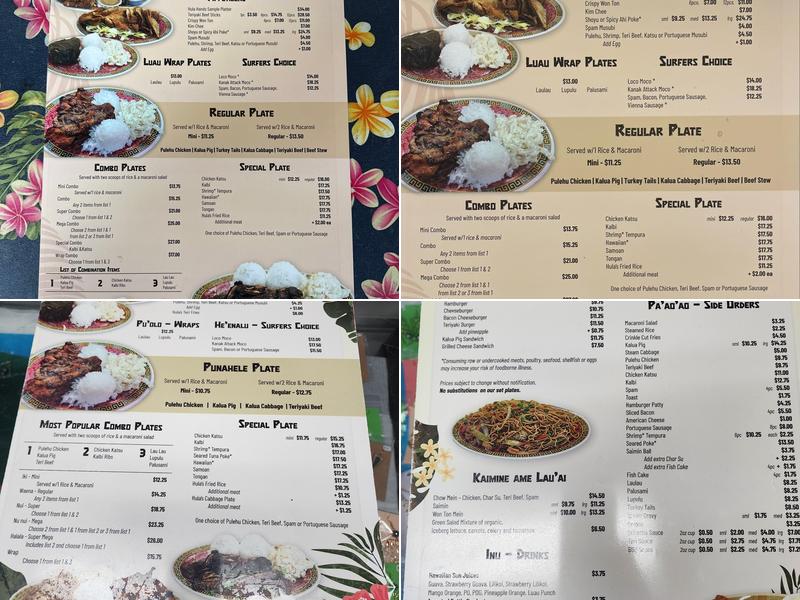 Hula Hands Restaurant Menu