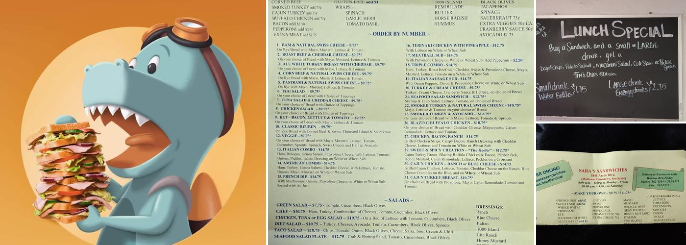 Sara's Sandwiches Menu