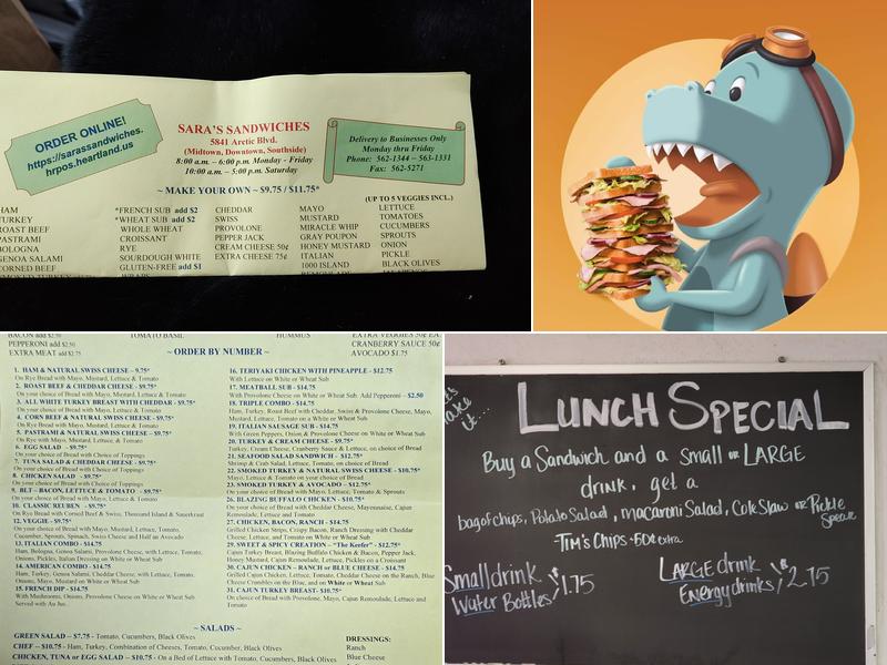 Sara's Sandwiches Menu