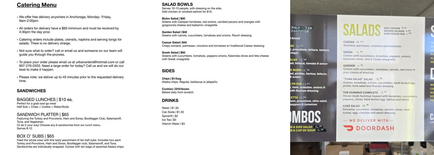 Urban Greens Subs & Salads Menu