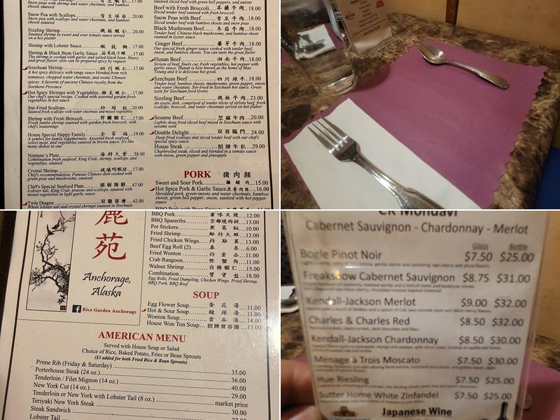Rice Garden Anchorage Menu