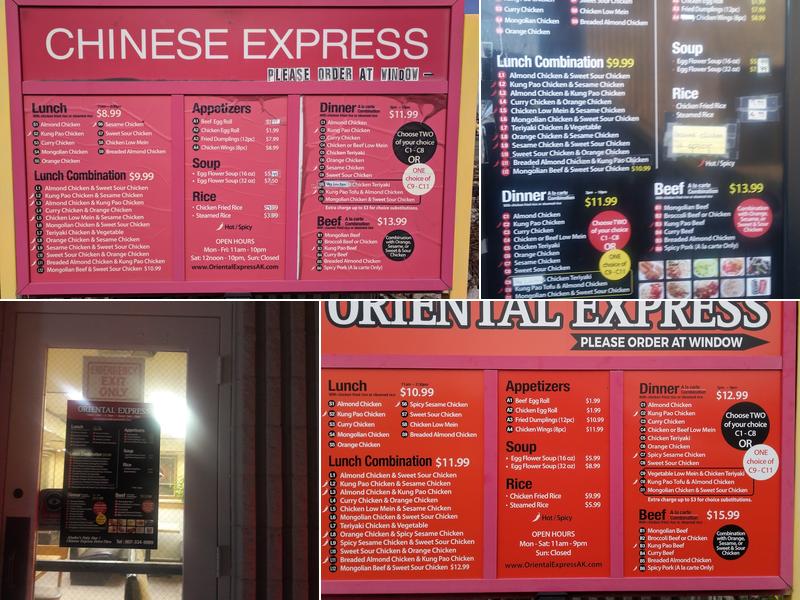 Oriental Express Menu