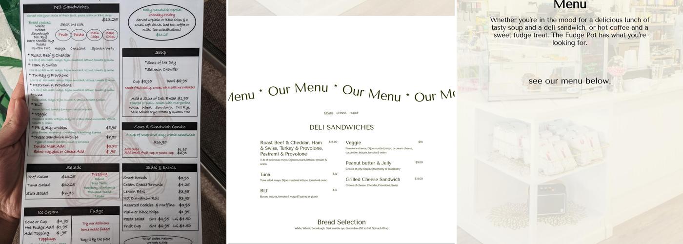 The Fudge Pot Menu