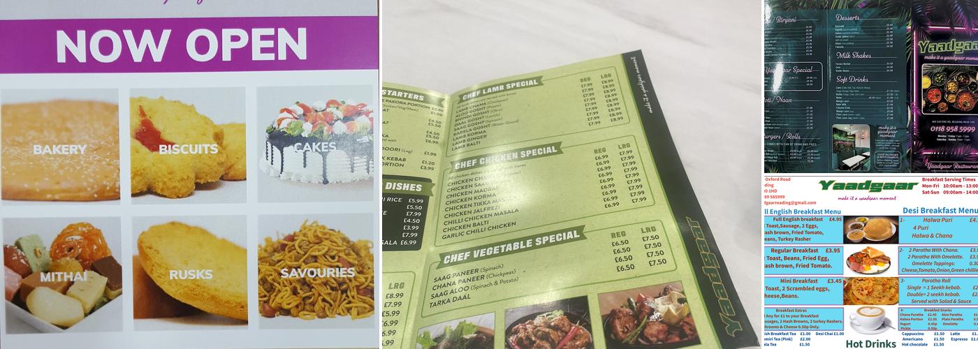 Yaadgaar Reading Menu