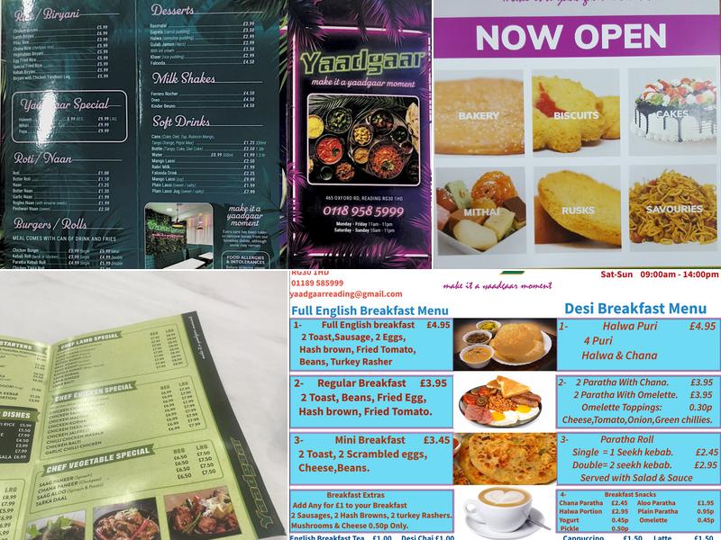 Yaadgaar Reading Menu