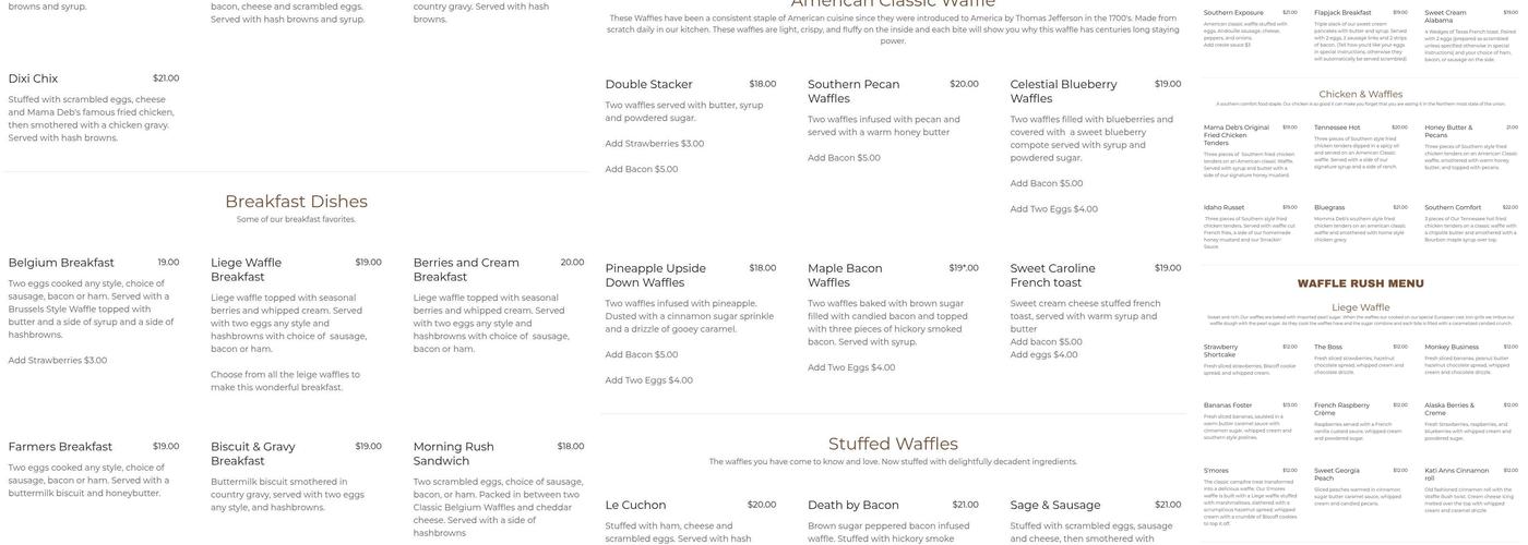 Waffle Rush Menu