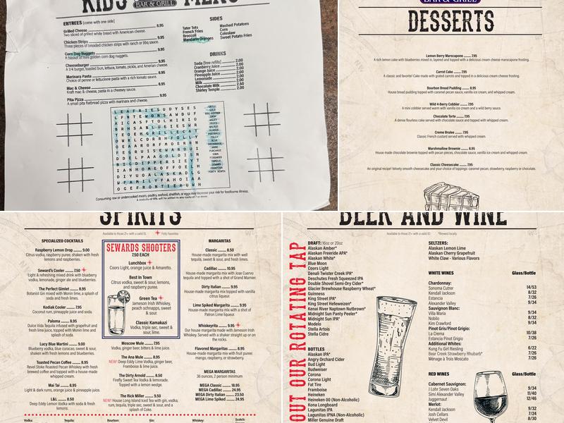 Seward's Folly Bar & Grill Menu