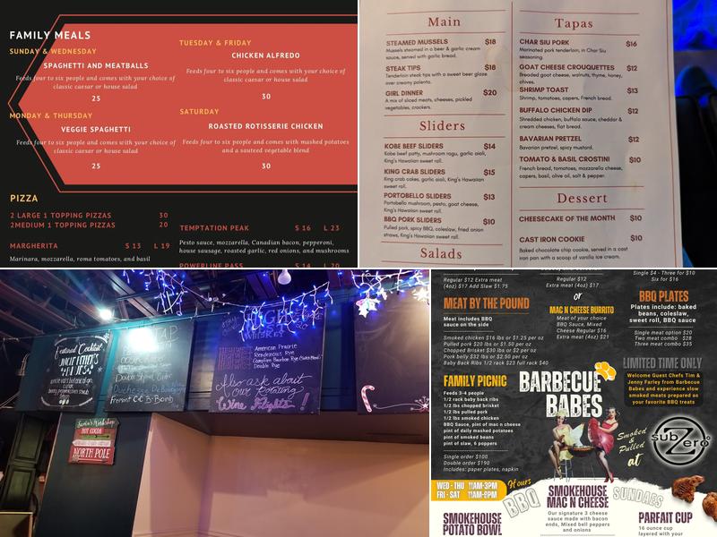 Sub Zero Bistro & Microlounge Menu