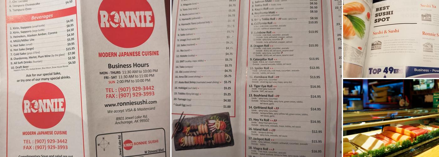 Ronnie Sushi Menu
