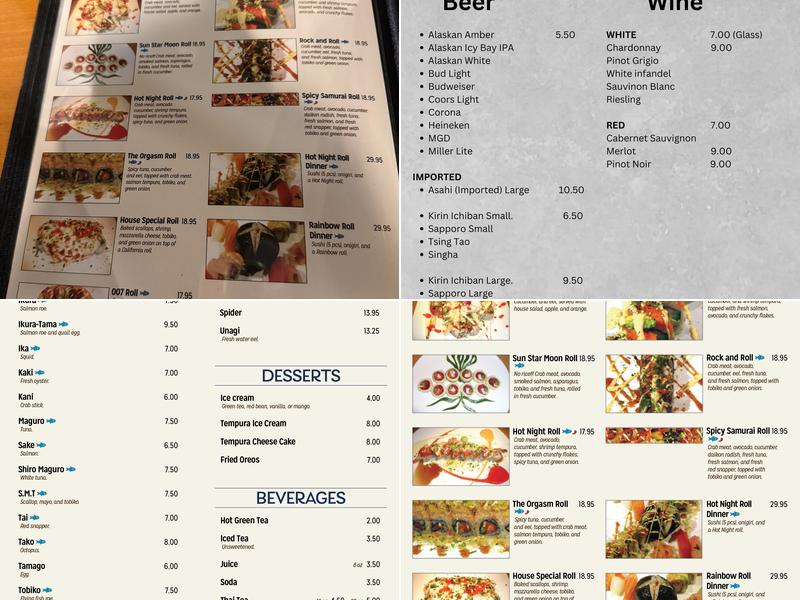 Samurai Sushi Menu