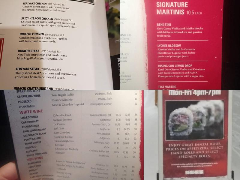 Benihana Menu