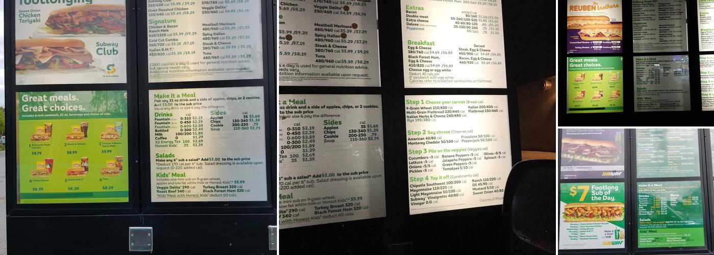 Subway Menu
