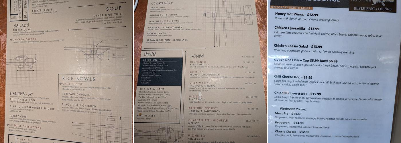 Upper One Menu