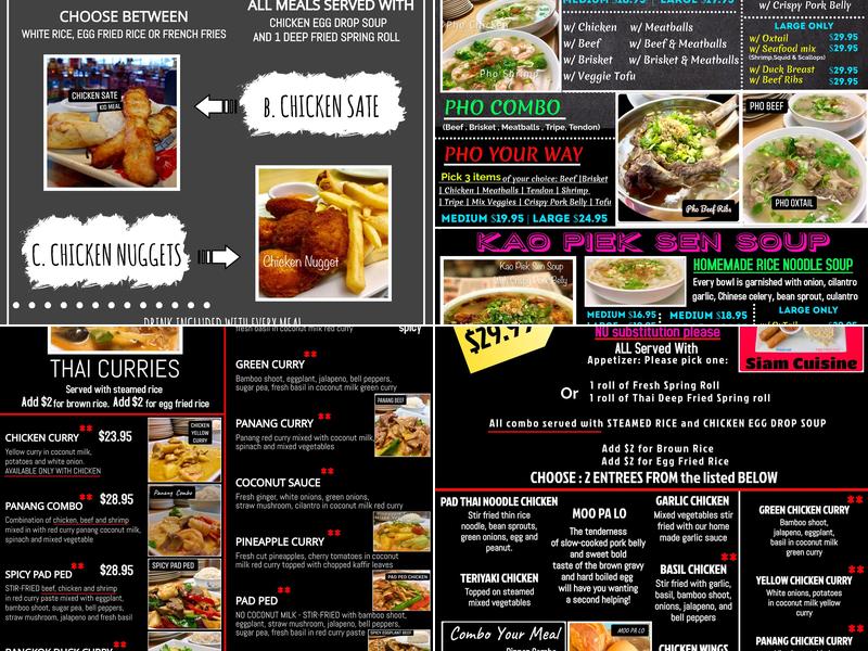 Siam Cuisine Menu