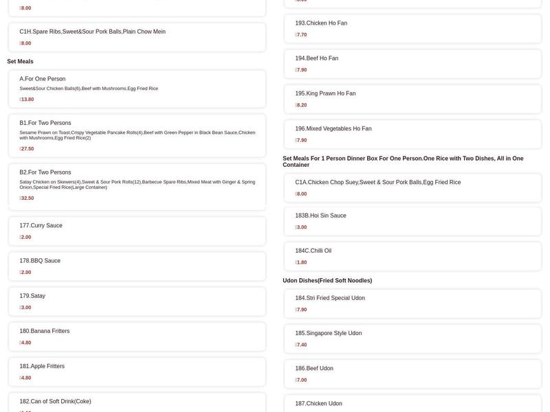 Stir Fry Takeaway Menu