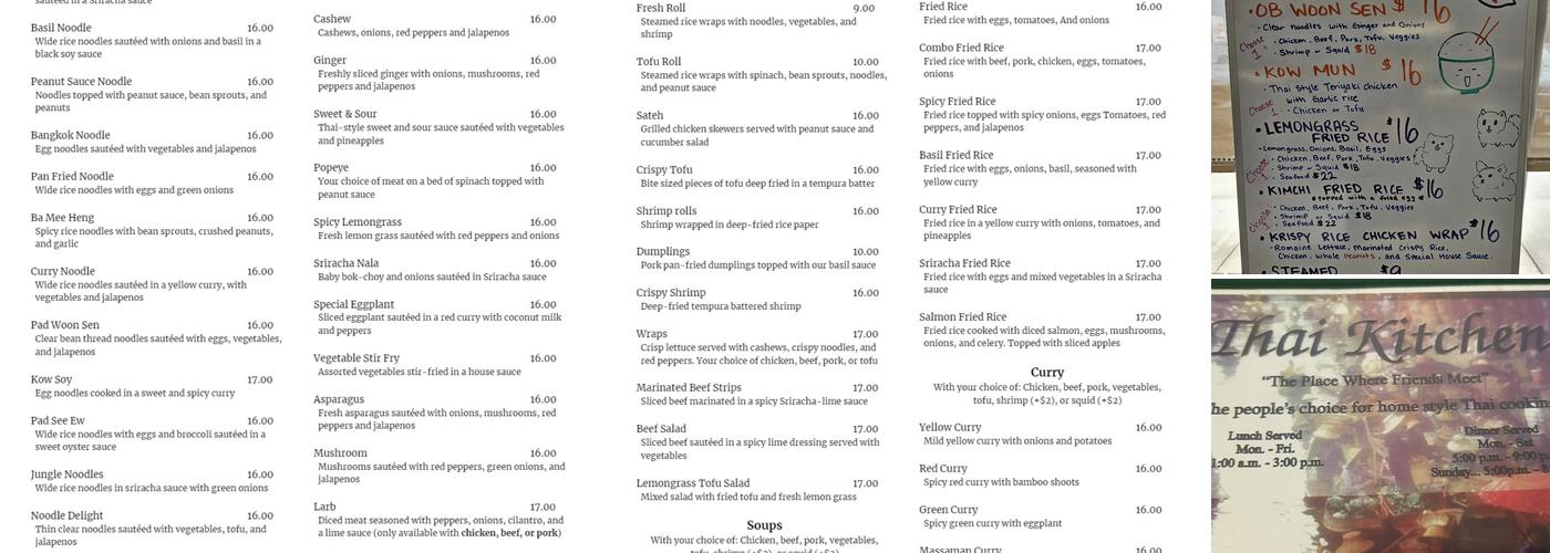 Thai Kitchen Menu
