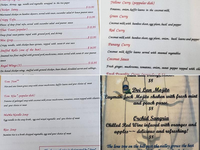 Alaska Taste of Thai Menu