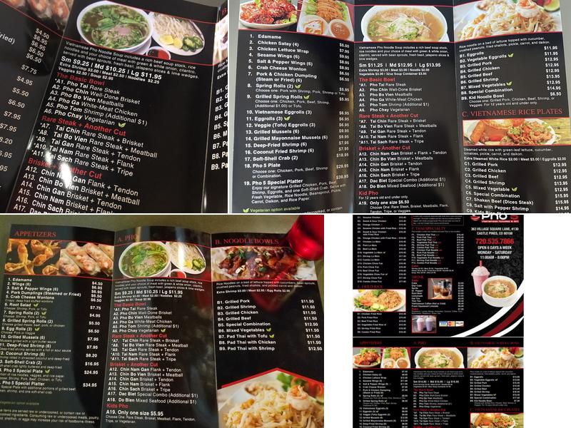 Pho 5 Menu