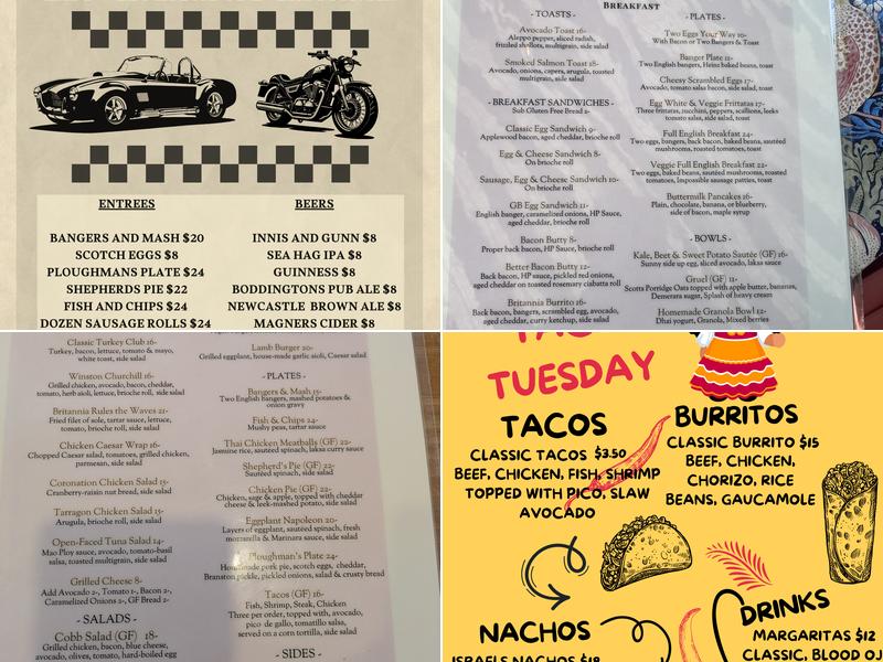 Gruel Britannia Menu