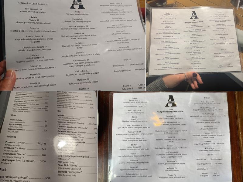 Ambrosia Ristorante BYOB Menu