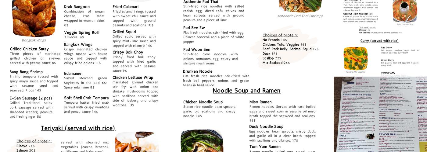 Bangkok Bistro Thai & Sushi Menu