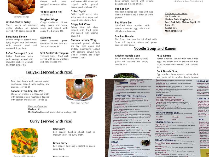 Bangkok Bistro Thai & Sushi Menu
