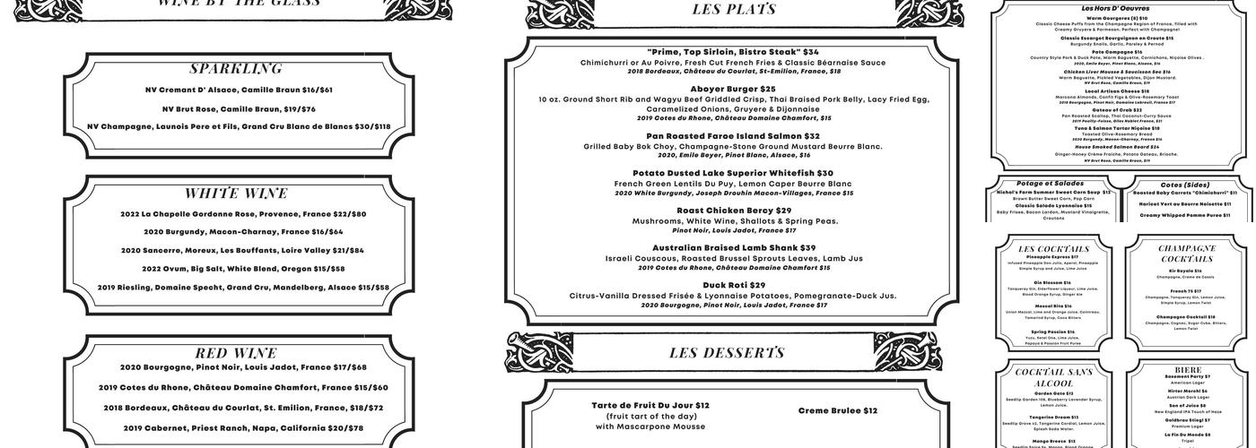 Aboyer Menu