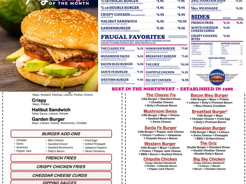 Frugals Menu