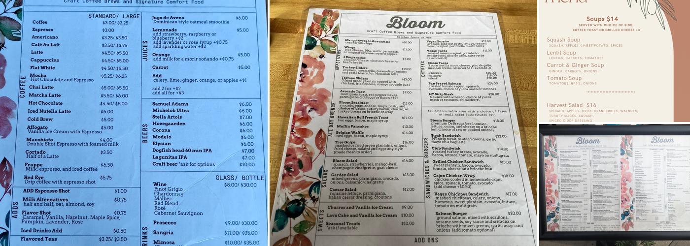 Cafe Bloom Menu