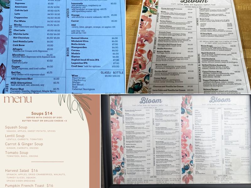 Cafe Bloom Menu