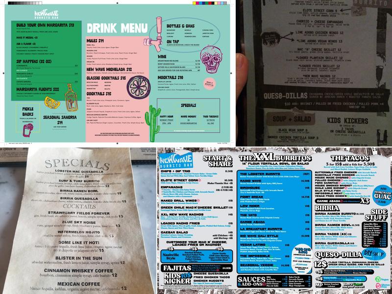 New Wave Burrito Bar Menu