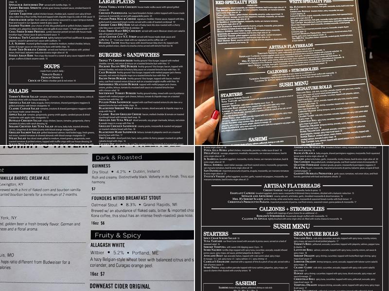 Tommys Tavern + Tap Menu