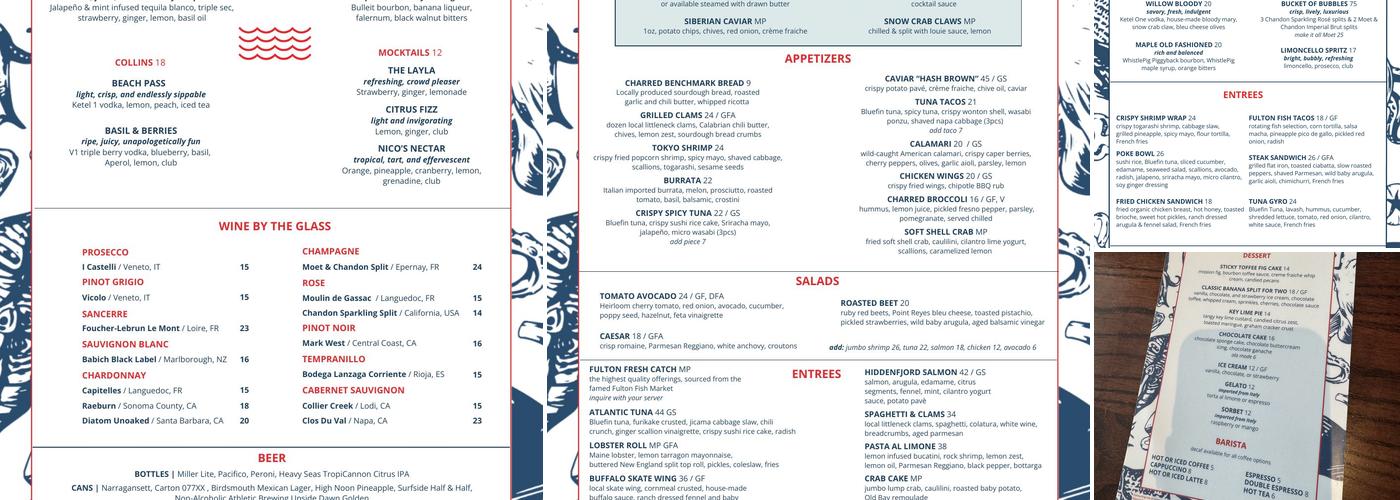 One Willow Menu