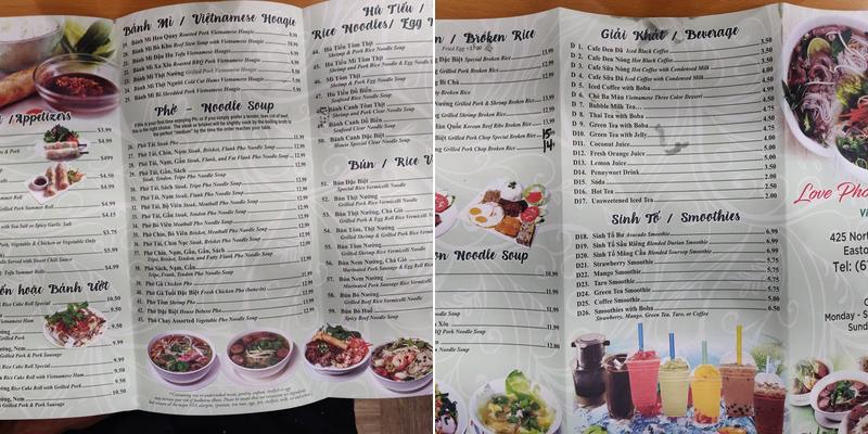 Vietnamese Noodle House Menu