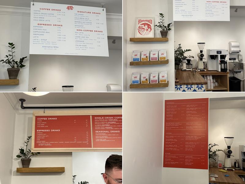 Monomyth Coffee Menu