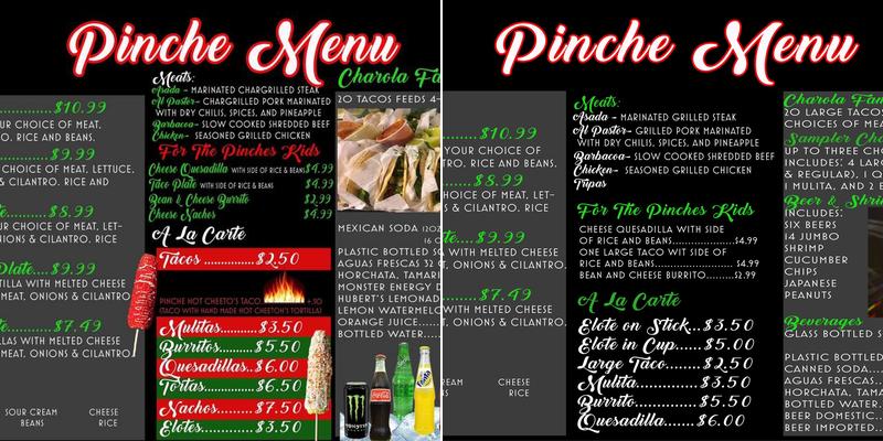 Pinches Tacos & Beer Menu