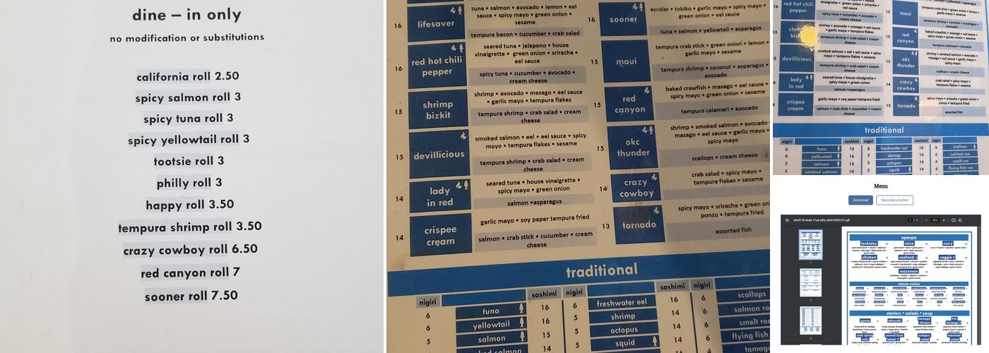 mizu ramen sushi Menu