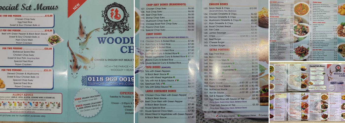Woodley Chef Menu